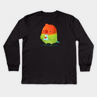 Cute bird with journal Kids Long Sleeve T-Shirt